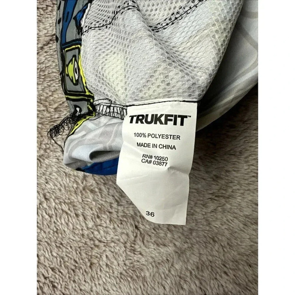 Trukfit Men’s  36 Swim Board Shorts Blue Green Gray Pockets Lil Wayne Pool Party - Picture 10 of 16